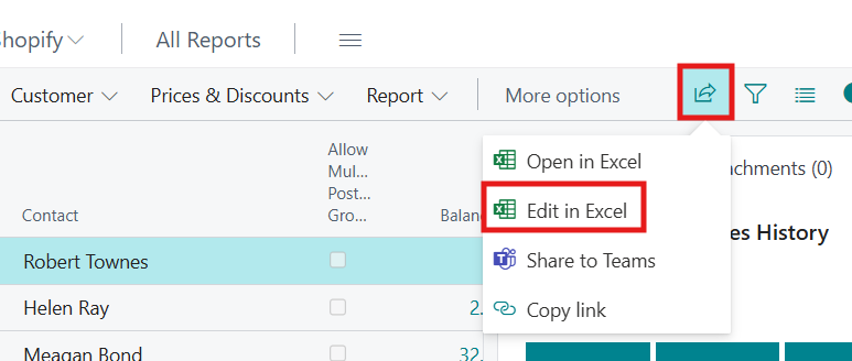 BC Export Data Edit in Excel
