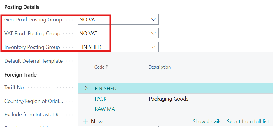 BC Item Posting Groups