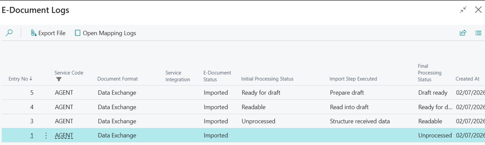 BC Payables Agent Audit Log Entries