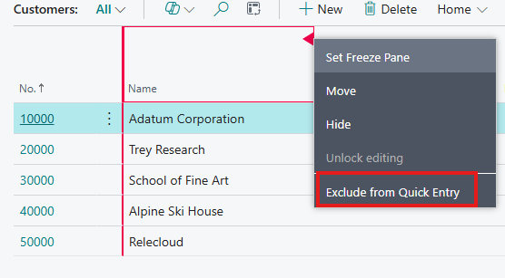 BC Personalize Quick Entry