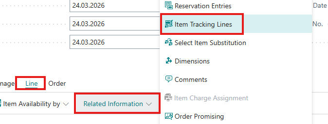 BC Sales Order Line Item Tracking Open
