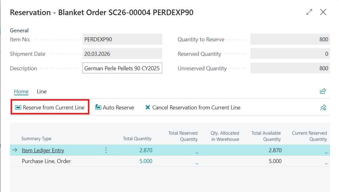 BC Sales Order Reservation Window