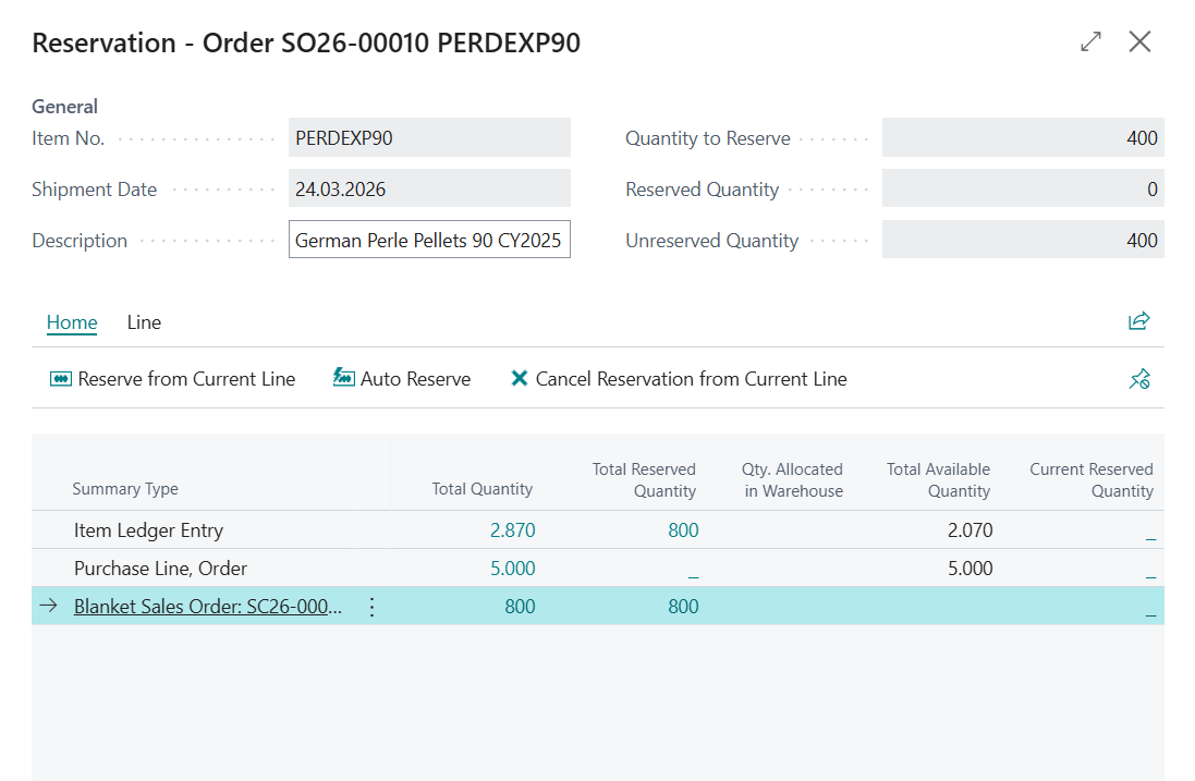 BC Sales Order Reservation Window