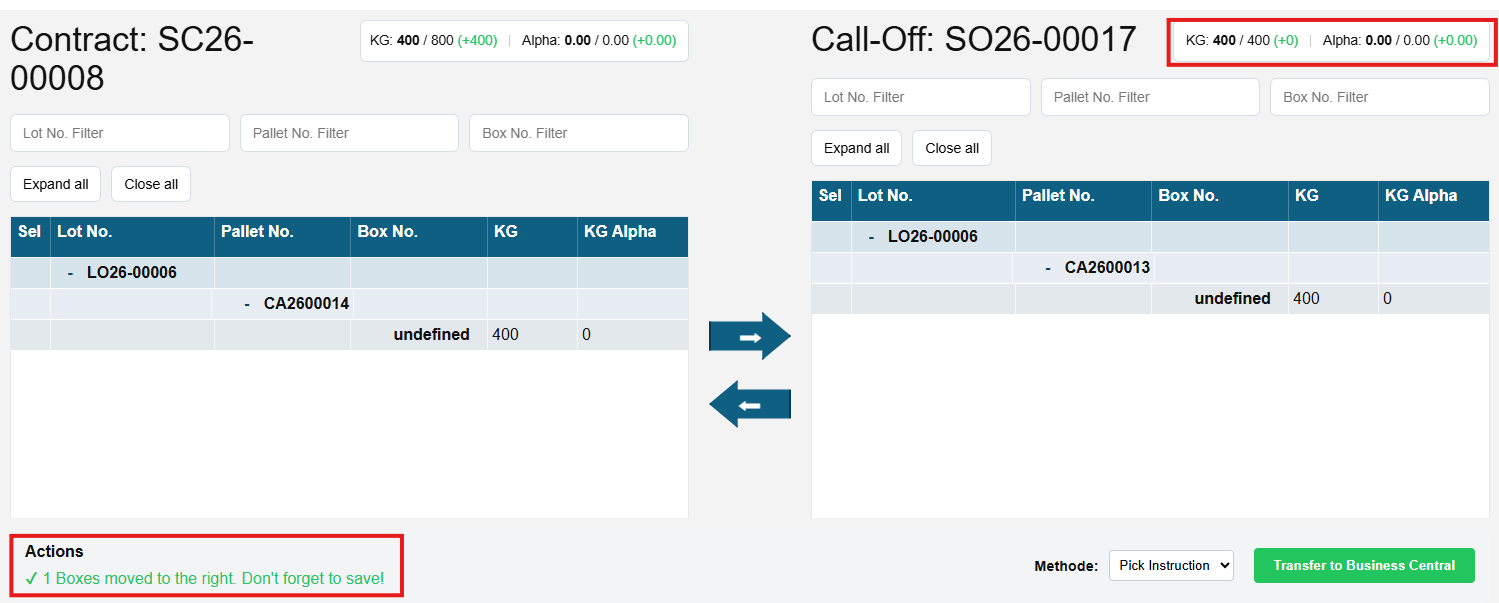 BC Sales Order Reservation Transfer to right 2