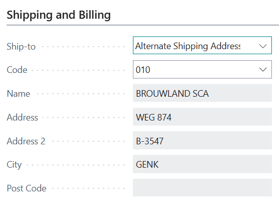BC Sales Order Ship-to