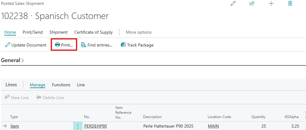 Sales Shipment Print