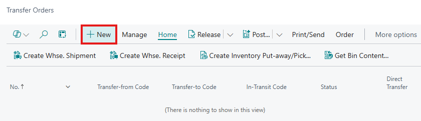 Transfer Order Create Order