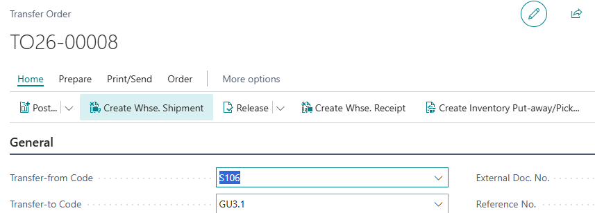 Transfer Order Create Warehouse Shipment