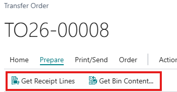 Transfer Order Get Receipt