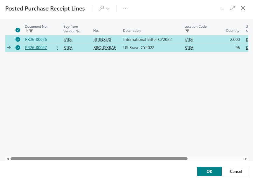 Transfer Order Get Receipt Line Selection