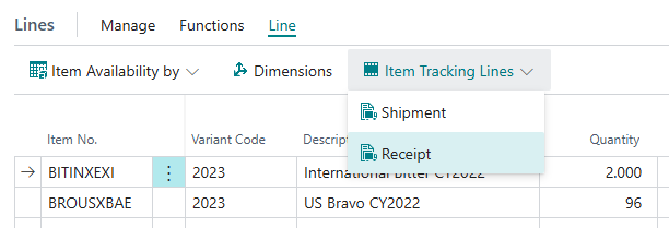 Transfer Order Receipt Item Tracking I